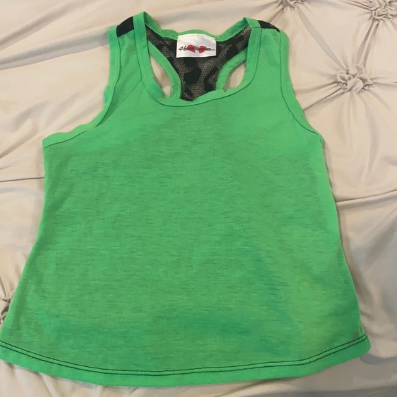 Green and Black cheetah print lace racerback tank top - Picture 1 of 3